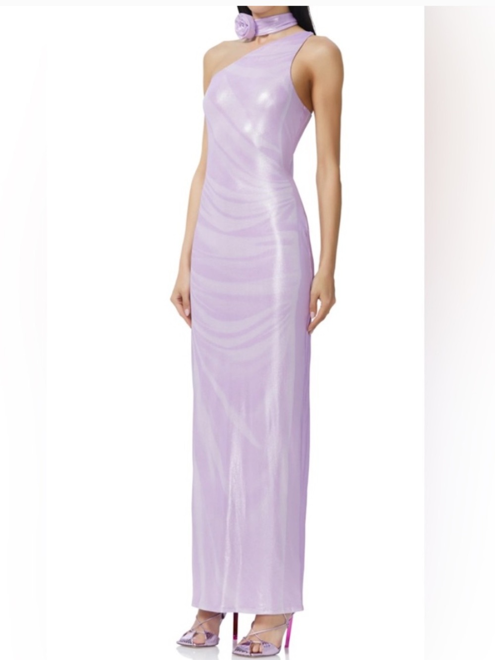 AFRM orchid shine drape dress -One-Shoulder Lavender Evening Gown